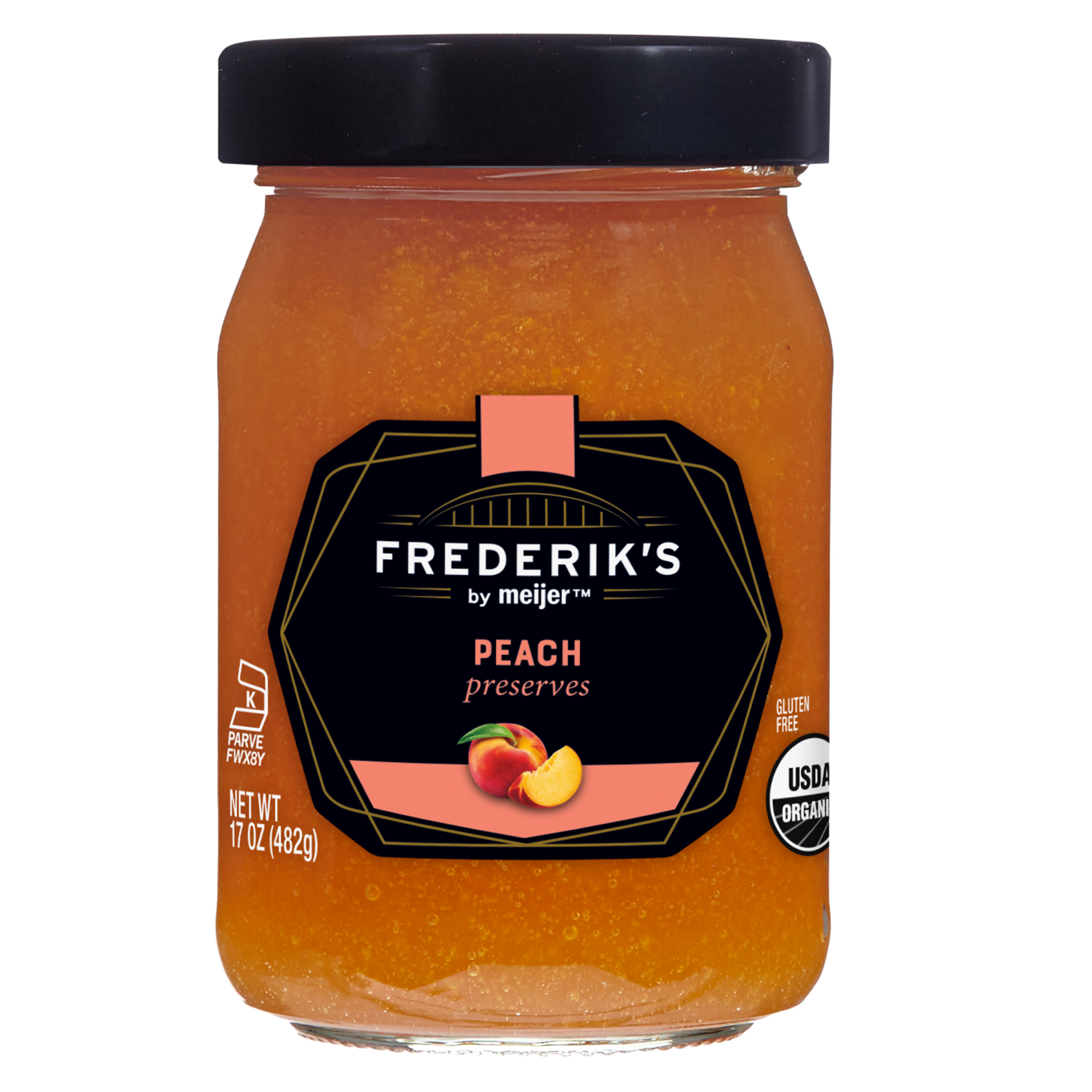 slide 1 of 2, FREDERIKS BY MEIJER Frederik's by Meijer Peach Preserves, 17 oz, 17 oz