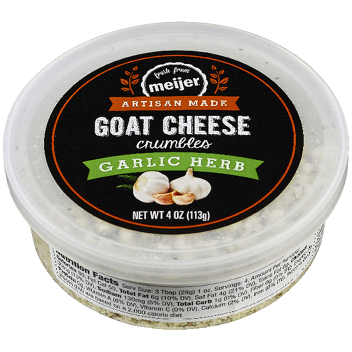 slide 1 of 1, Meijer Garlic & Herb Goat Cheese Crumbles, 4 oz, 4 oz