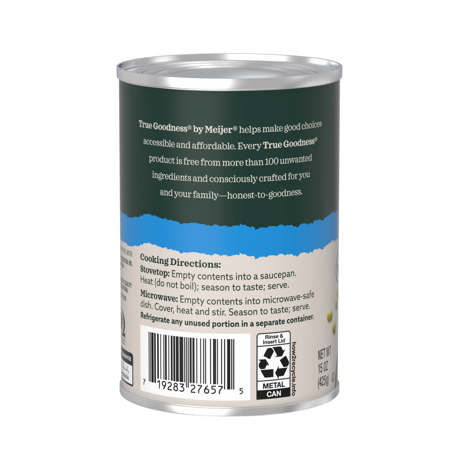 slide 2 of 3, True Goodness Organic No Salt Added Sweet Peas, 15 oz