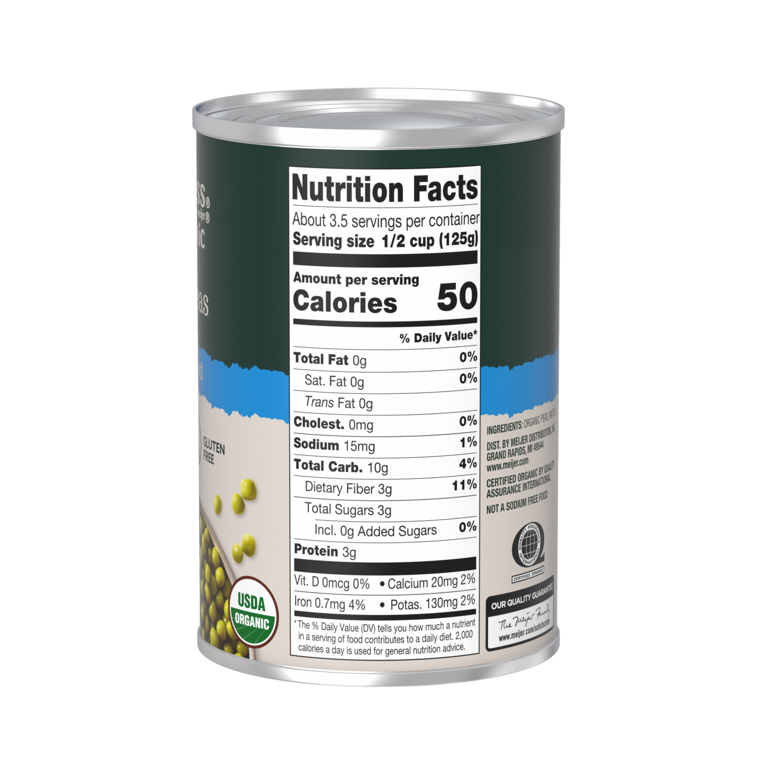 slide 3 of 3, True Goodness Organic No Salt Added Sweet Peas, 15 oz