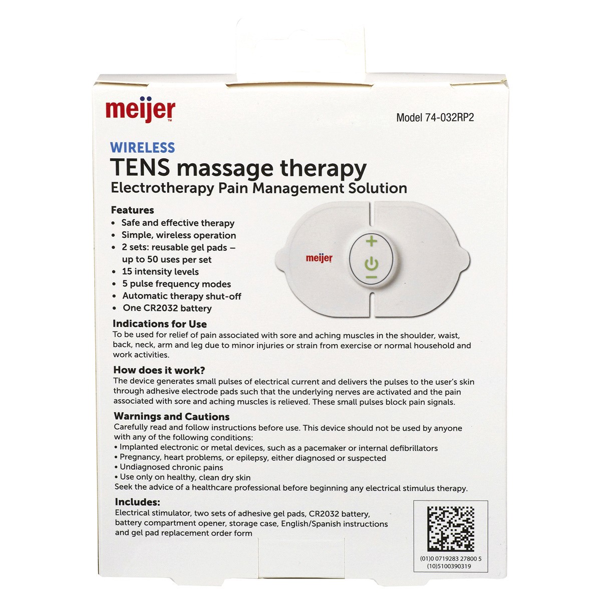slide 2 of 2, Meijer Wireless Tens Massage Therapy, 1 ct