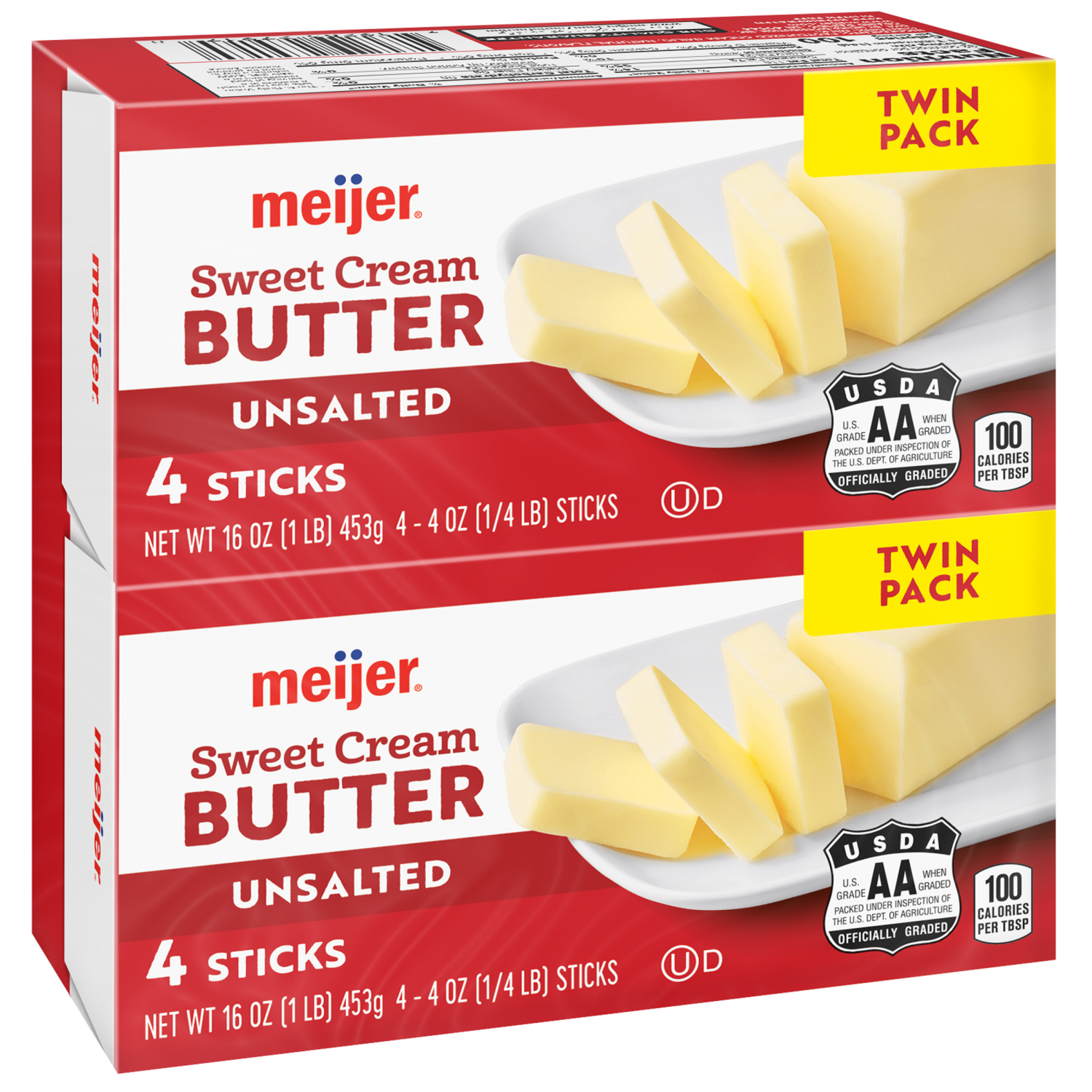 slide 4 of 5, Meijer Unsalted Butter Sticks, 8 Count, 8 ct