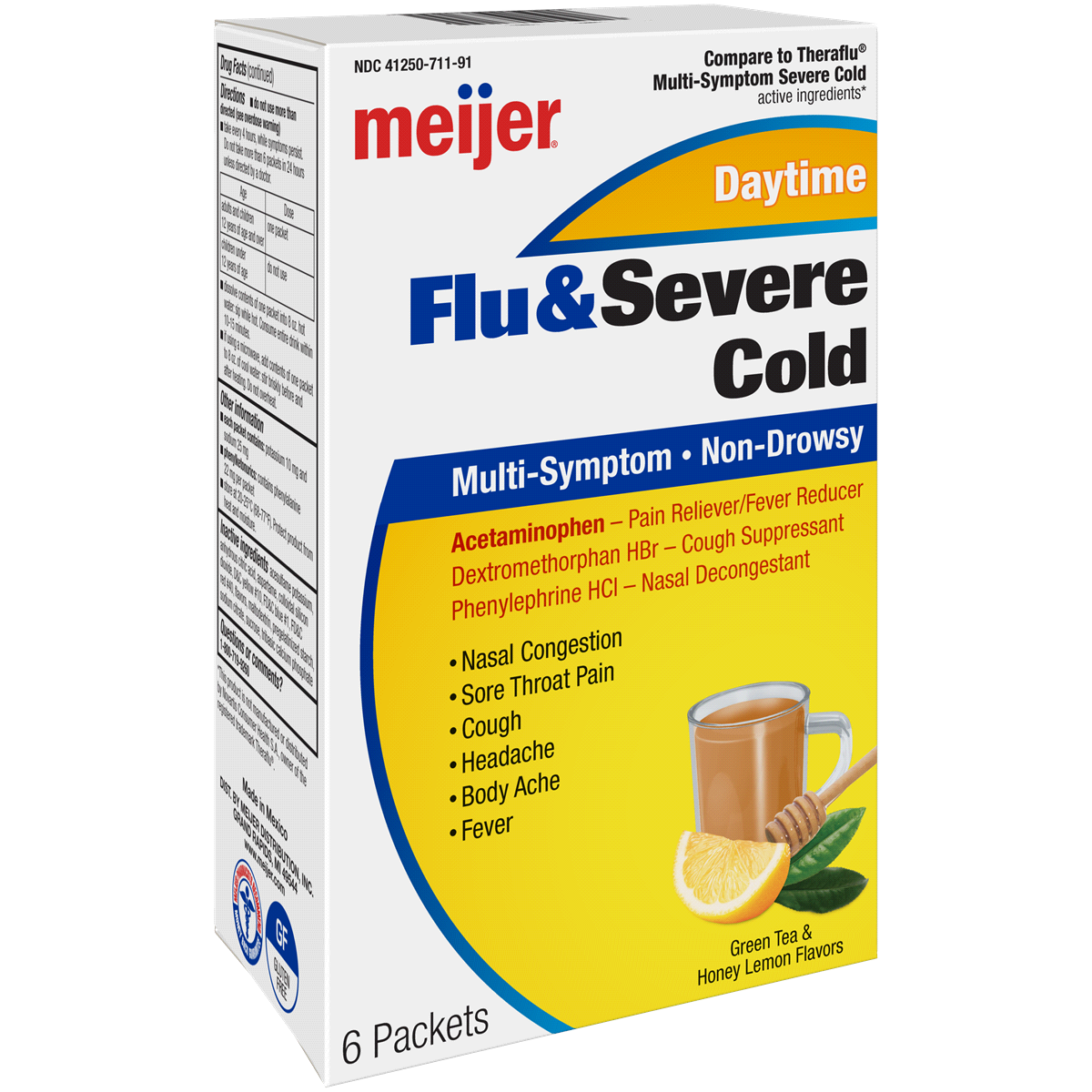 slide 2 of 3, Meijer Severe Cold, Cough, & Flu Hot Liquid Therapy, 6 ct
