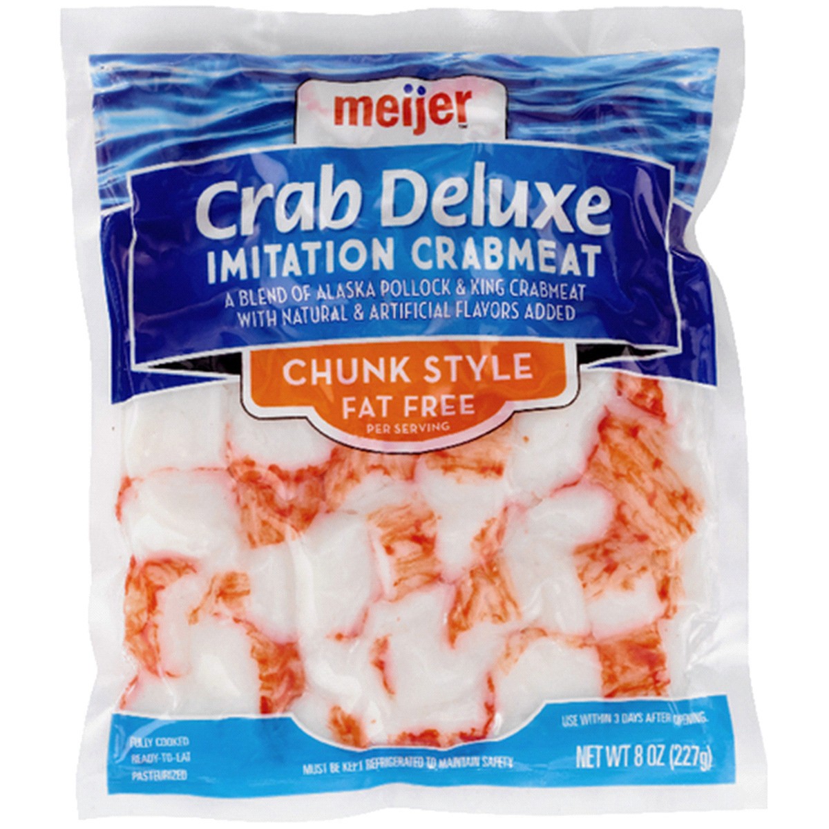 slide 1 of 1, Meijer Crab Deluxe Imitation Crabmeat Chunks, 8 oz