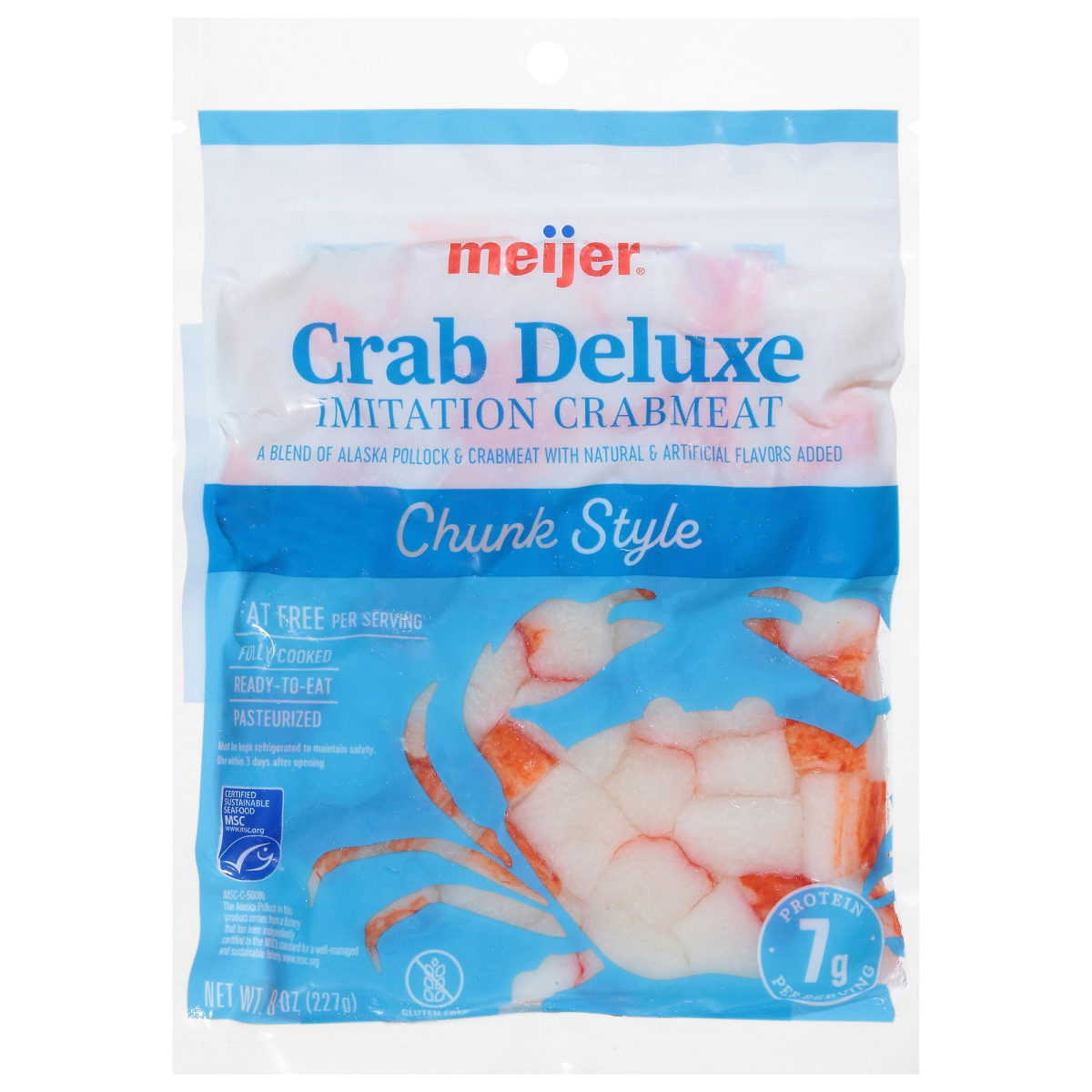 slide 1 of 1, Meijer Crab Deluxe Imitation Crabmeat Chunks, 8 oz, 8 oz