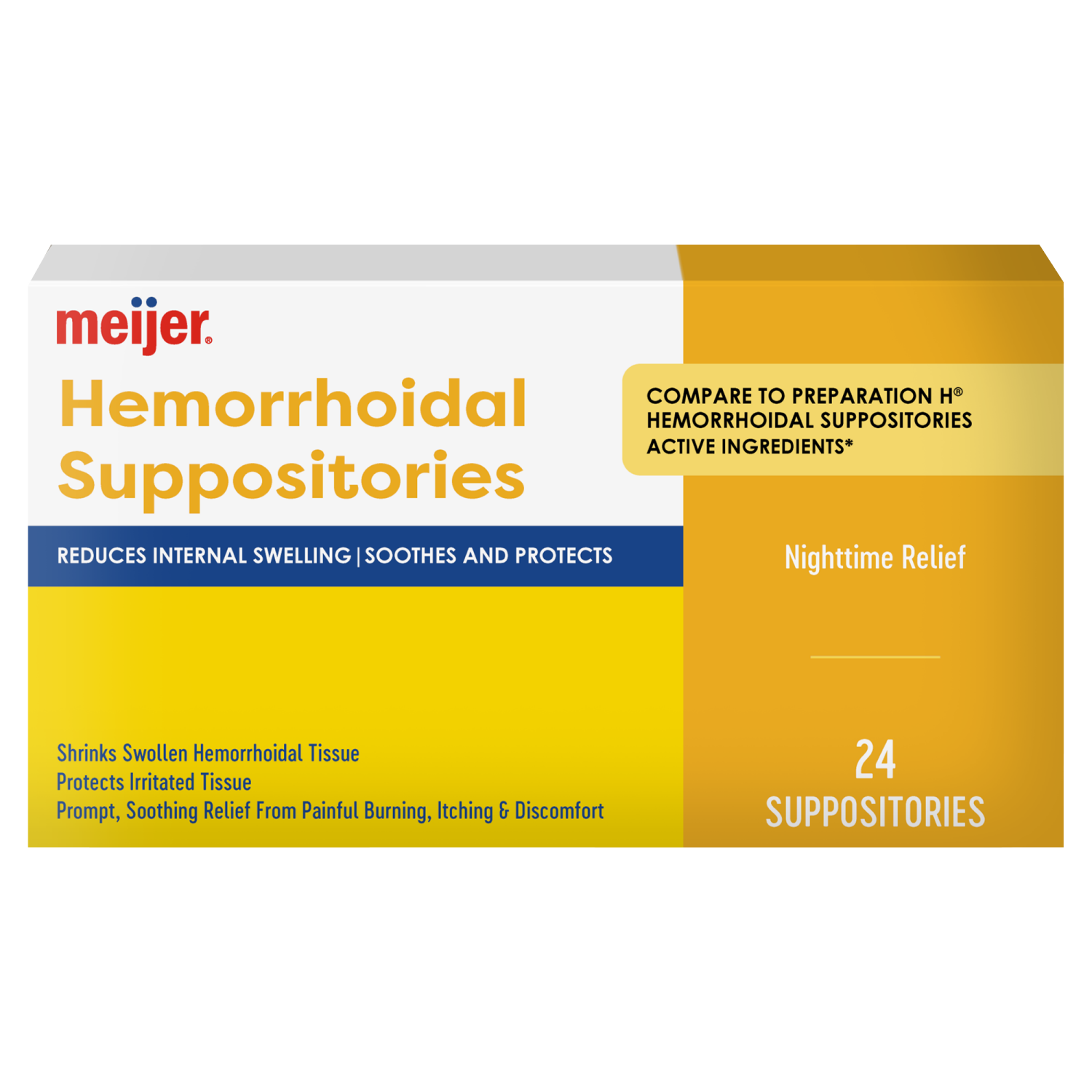 slide 1 of 6, Meijer Hemorrhoidal Suppositories, 24 ct