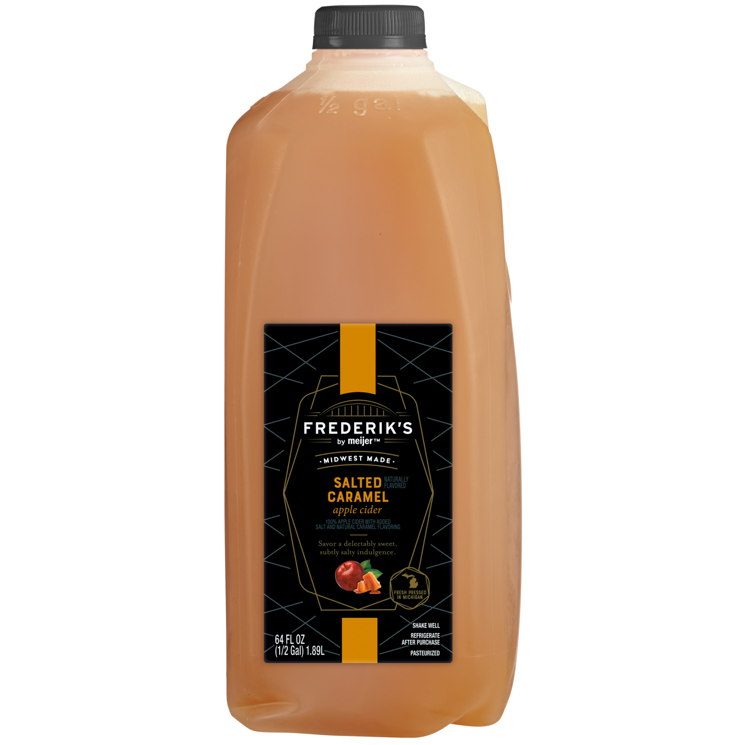 slide 1 of 2, FREDERIKS BY MEIJER Frederik's by Meijer Salted Caramel Apple Cider, 64 fl oz, 1/2 Gallon, 64 fl oz
