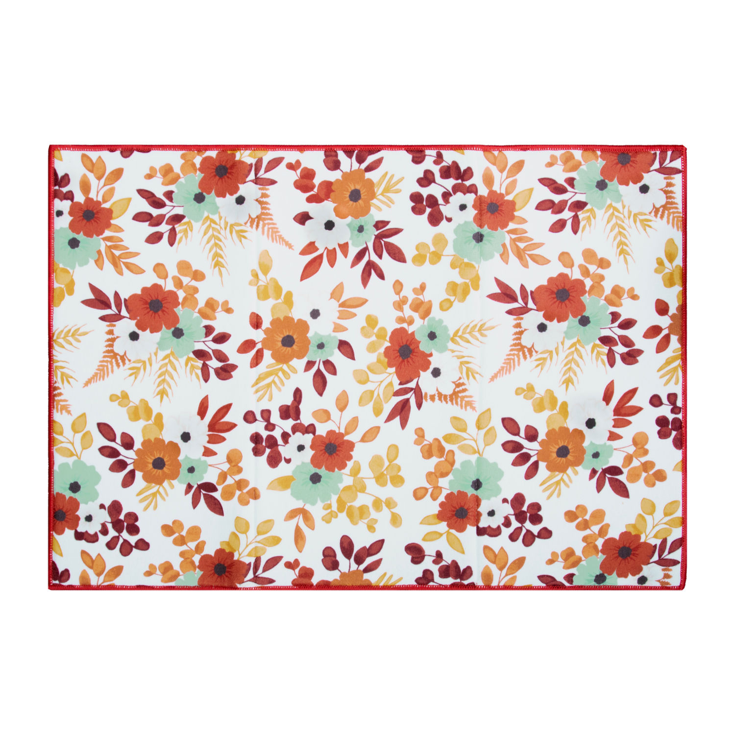 slide 1 of 1, CREATE DECORATE CELEBRATE CDC Harvest Woodland Floral Dish Drying Mat, 14 in x 21 in, 14 in x 21 in