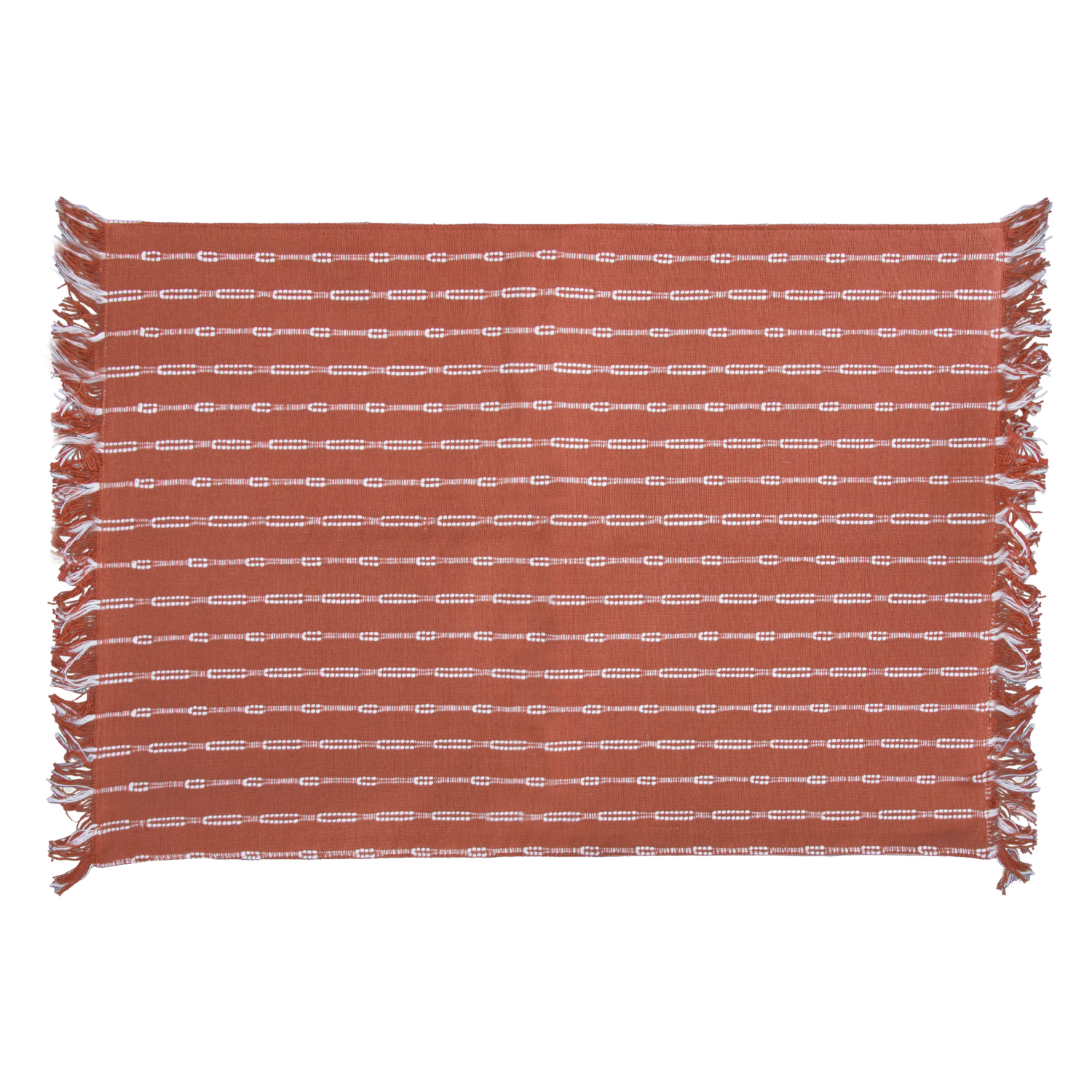 slide 1 of 1, CREATE DECORATE CELEBRATE CDC Open Skipping Stripe Nutshell Placemat with Fringe, 13 in x 19 in, 13 in x 19 in