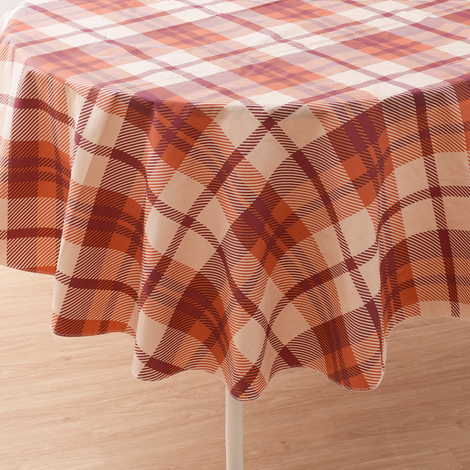 slide 1 of 3, Meijer Corporate Seasonal MCS Harvest Autumn Plaid Tablecloth, 60 in Round, 60 inr