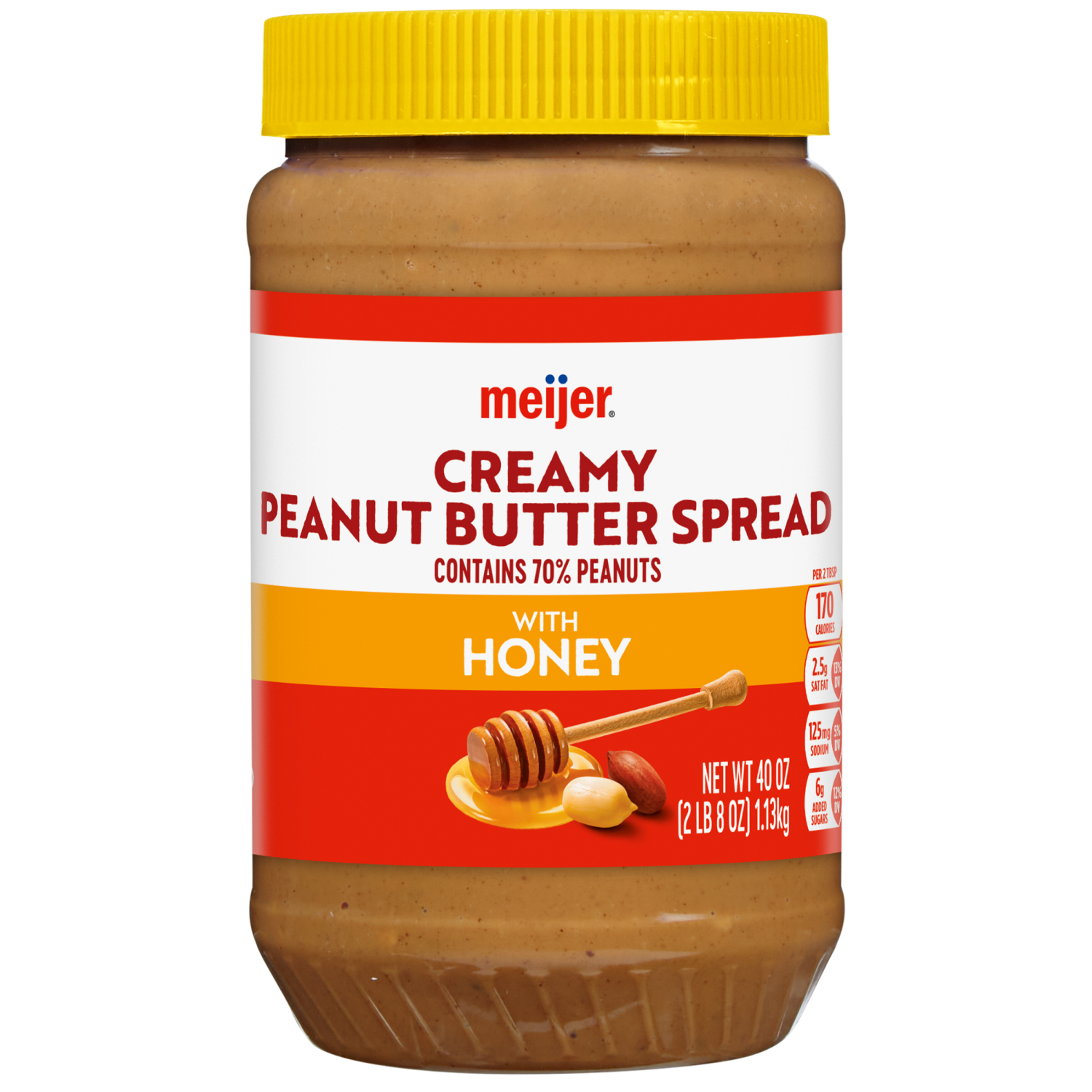 slide 1 of 3, Meijer Creamy Honey Peanut Butter, 40oz, 40 oz