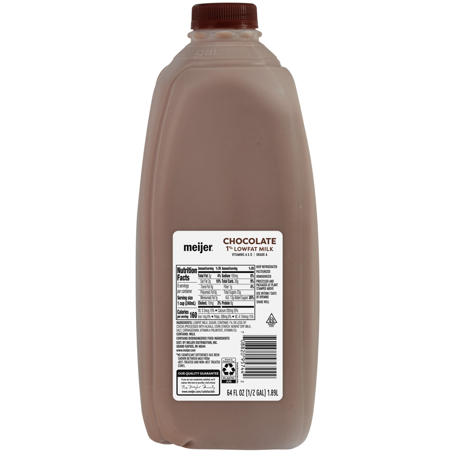 slide 2 of 2, Meijer Chocolate 1% Low Fat Milk, 1/2 Gallon, 1/2 gal