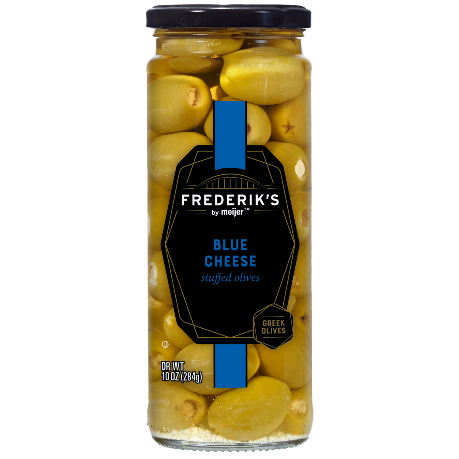 slide 1 of 2, FREDERIKS BY MEIJER Frederik's by Meijer Blue Cheese Stuffed Olives, 10 oz, 10 oz