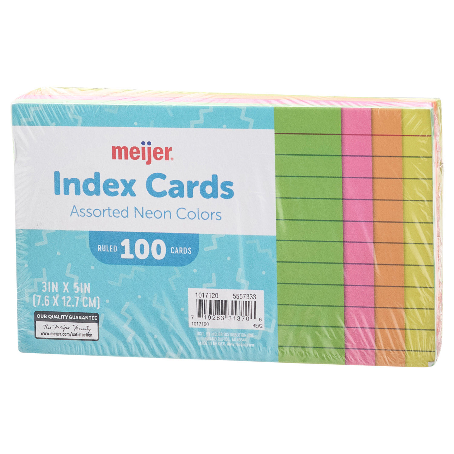 slide 3 of 3, MEIJER INDEX CARDS RULED NEON 3X5 100CT, 100 ct