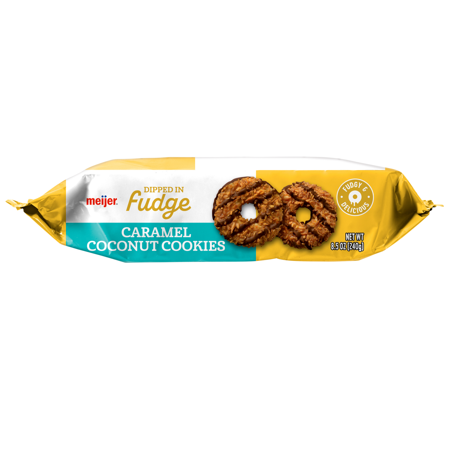 slide 4 of 4, Meijer Caramel Coconut Fudge Cookies, 8.5 oz