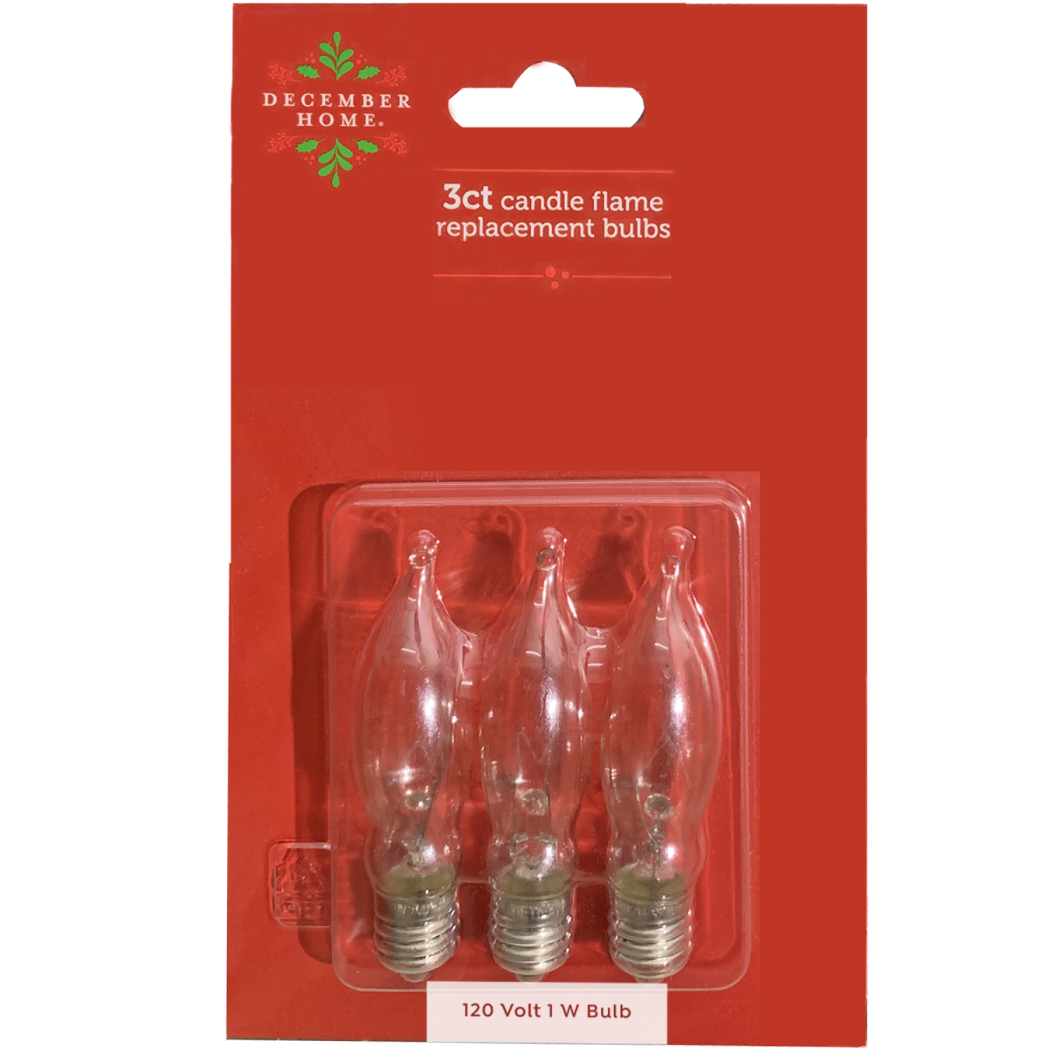 slide 1 of 2, December Home Candle Replacement Bulbs Flame Clear, 3 Pack, 3 ct