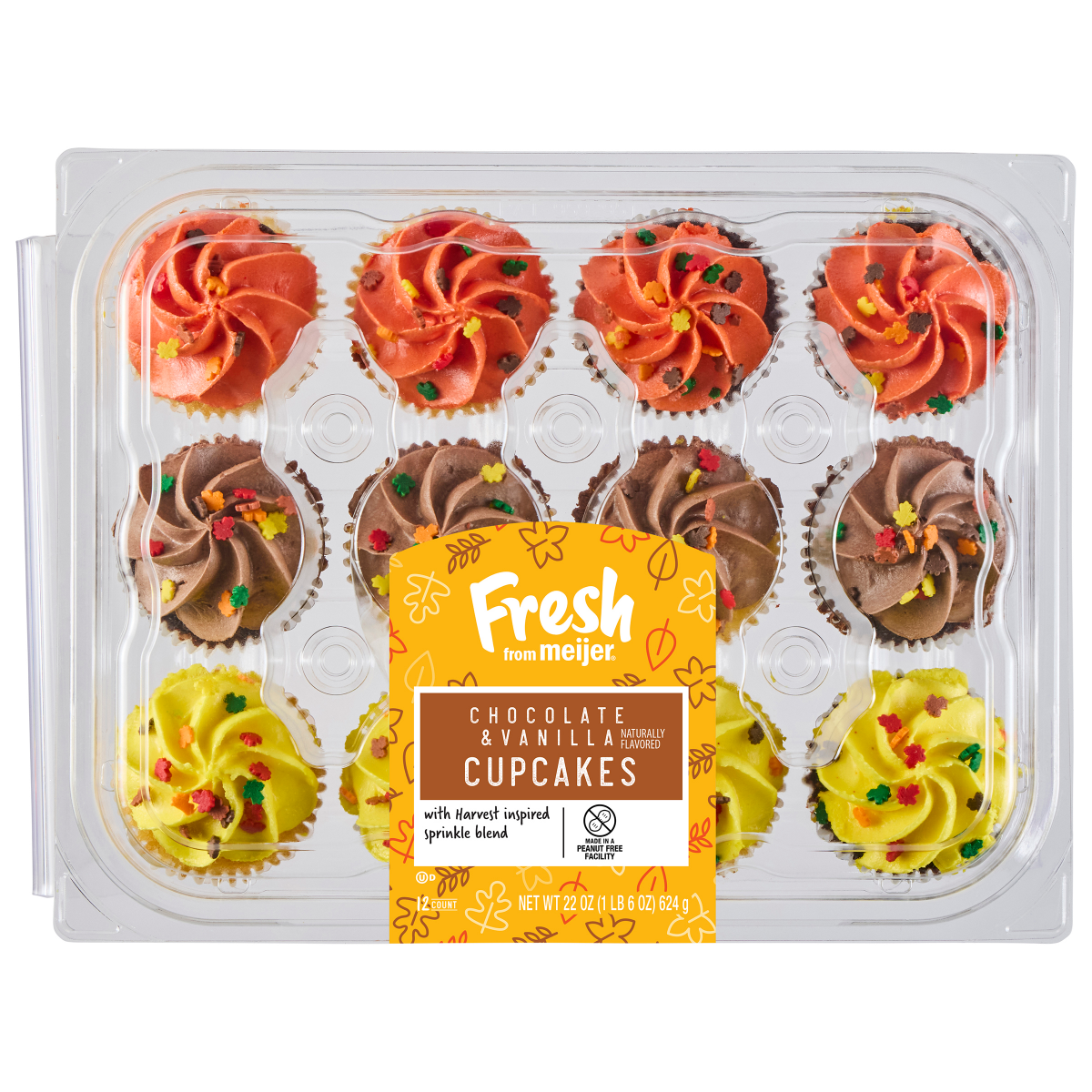 slide 1 of 4, Fresh From Meijer Harvest Cupcakes, 12 Ct, Assorted Colors, 12 ct