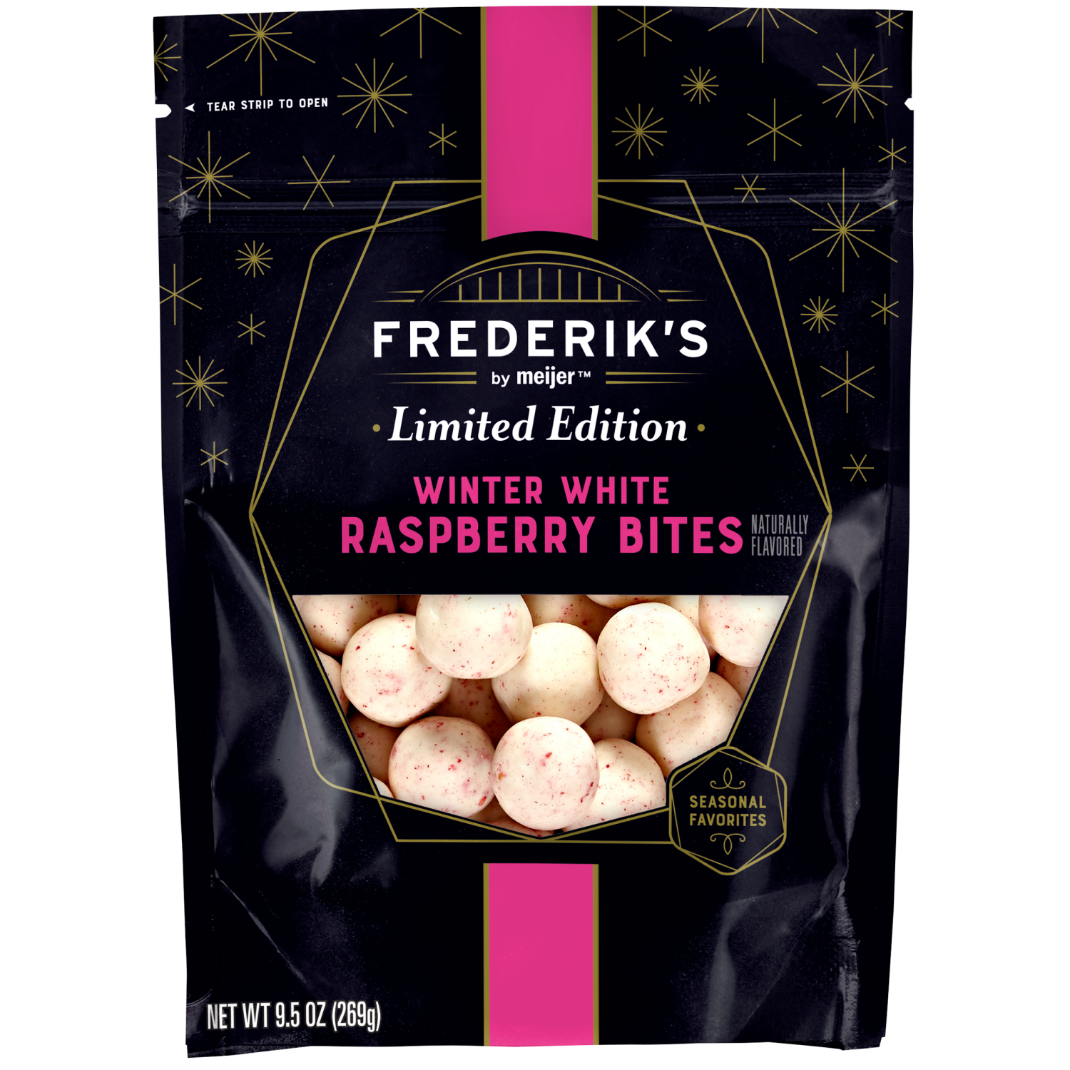 slide 1 of 2, FREDERIKS BY MEIJER Frederiks Winter Raspberry White Choc Bites 9.5oz, 9.5 oz