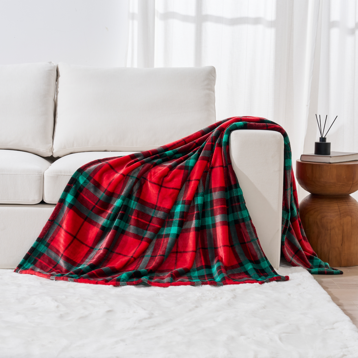 slide 5 of 6, December Home Plaid Plush Throw, 50 In X 70 In, 50 inx70 in