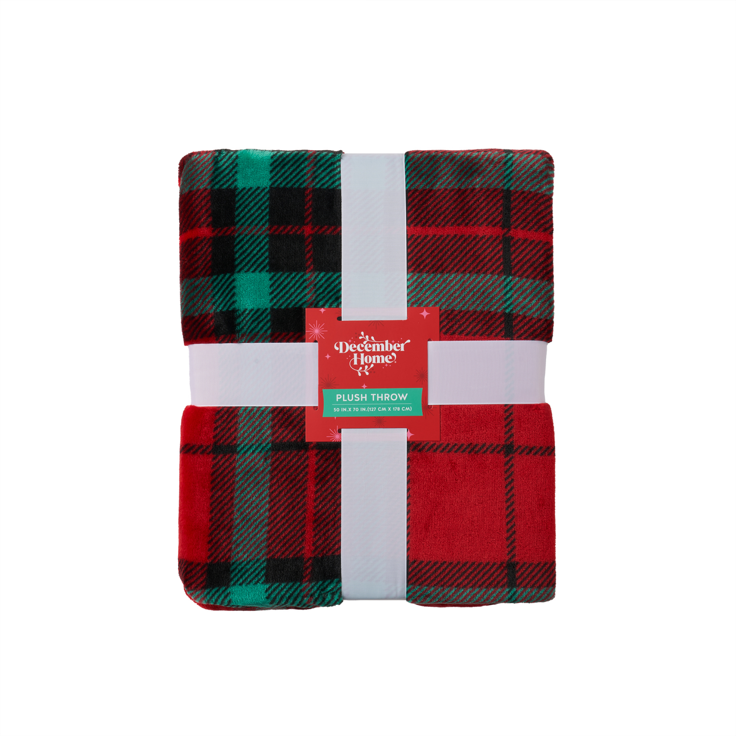 slide 6 of 6, December Home Plaid Plush Throw, 50 In X 70 In, 50 inx70 in