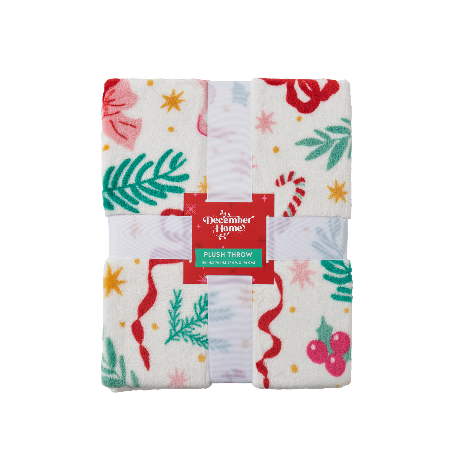 slide 6 of 6, December Home Bows Plush Throw, 50 In X 70 In, 50 inx70 in