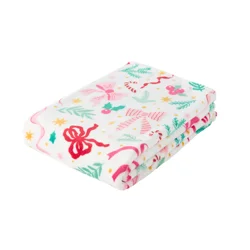 December Home Bows Plush Throw, 50 In X 70 In