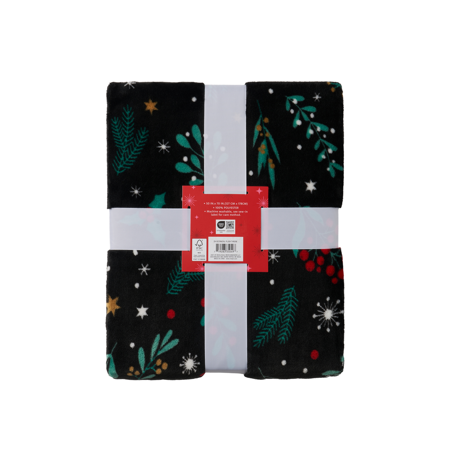 slide 2 of 6, December Home Botanical Plush Throw, 50 In X 70 In, 50 inx70 in