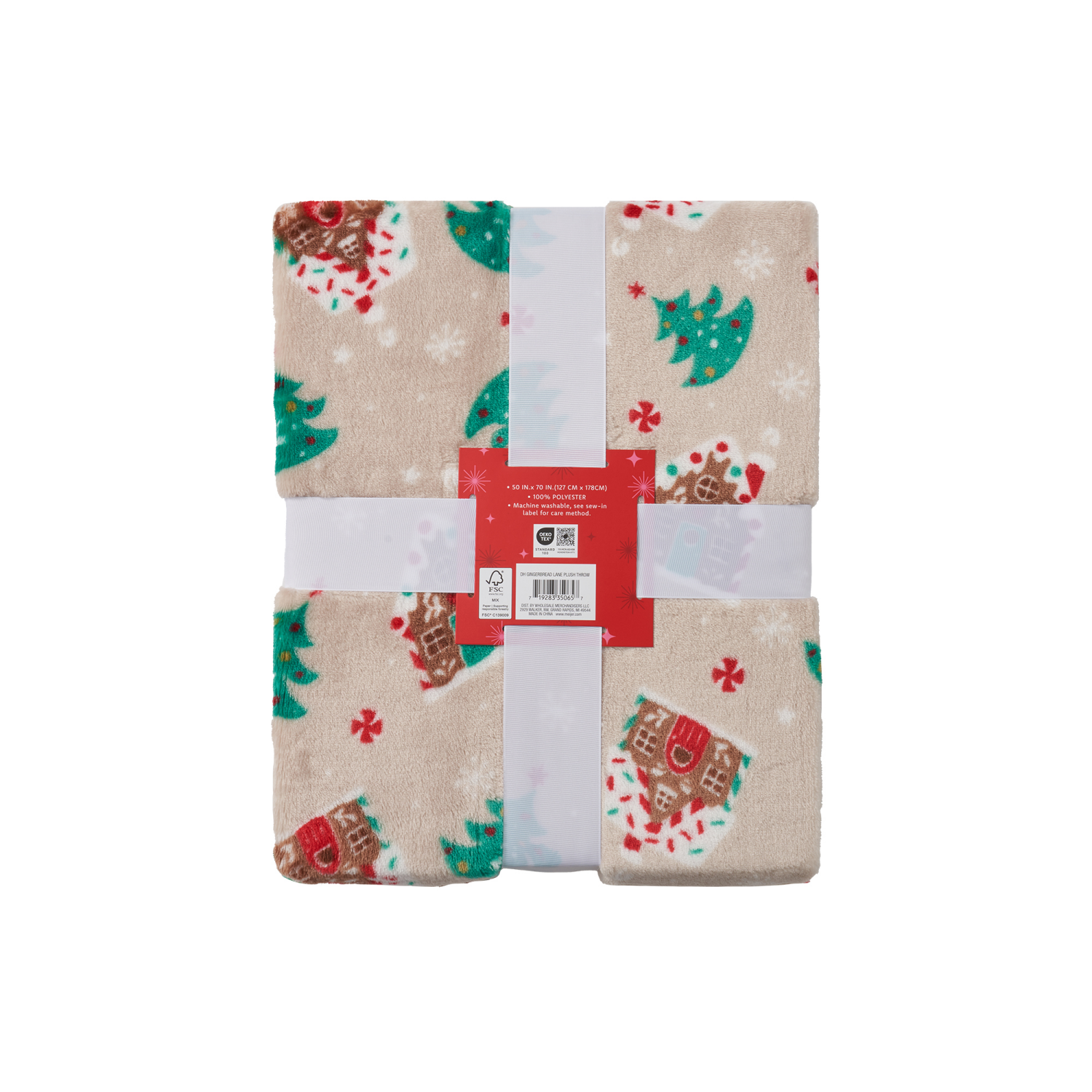 slide 2 of 6, December Home Gingerbread Lane Plush Throw, 50 In X 70 In, 50 inx70 in