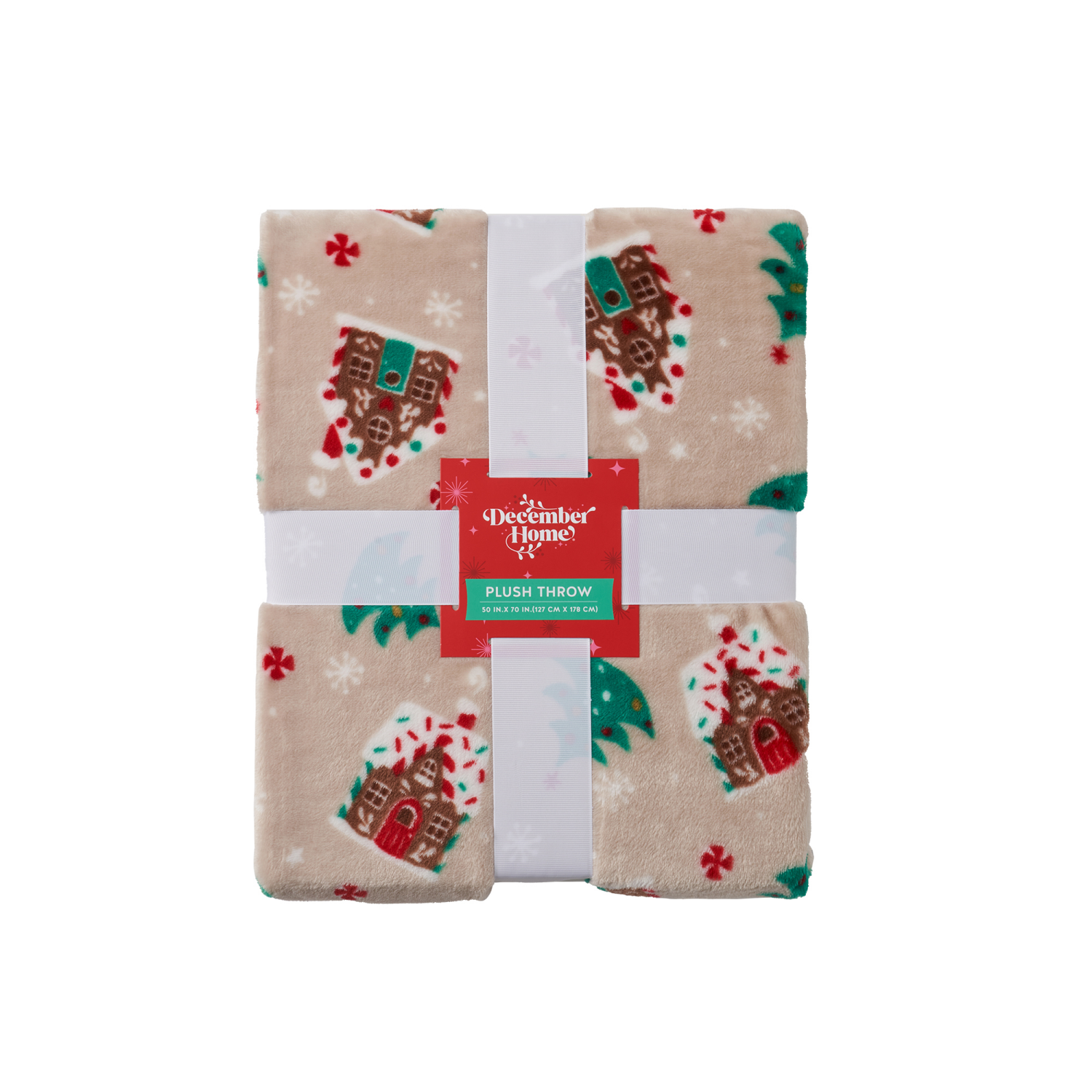 slide 6 of 6, December Home Gingerbread Lane Plush Throw, 50 In X 70 In, 50 inx70 in