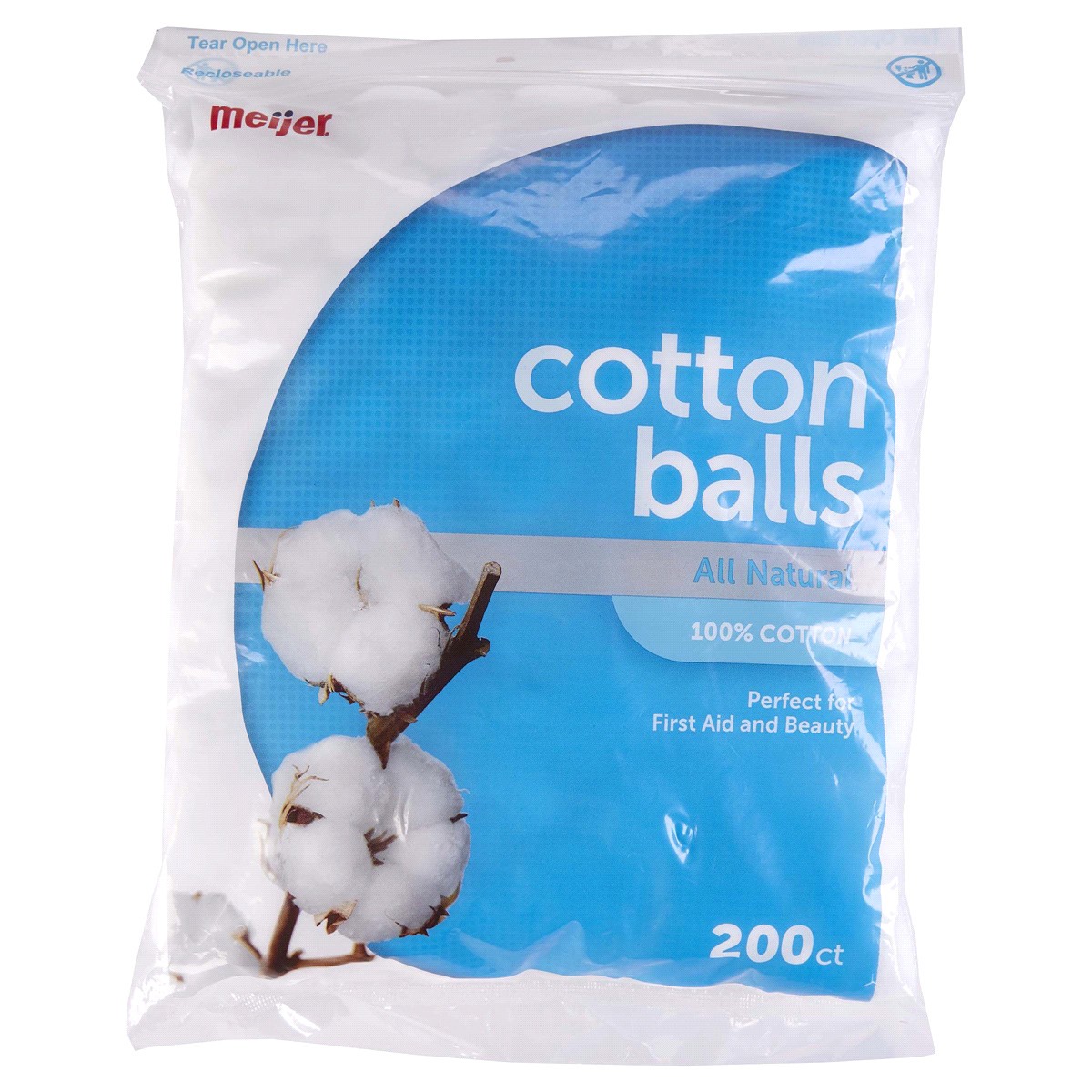 slide 1 of 2, Meijer Triple Size Cotton Balls, 200 ct