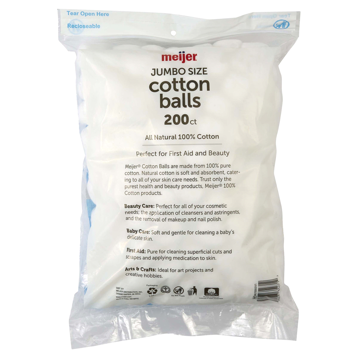 H-E-B Triple Size Cotton Balls, 100-ct