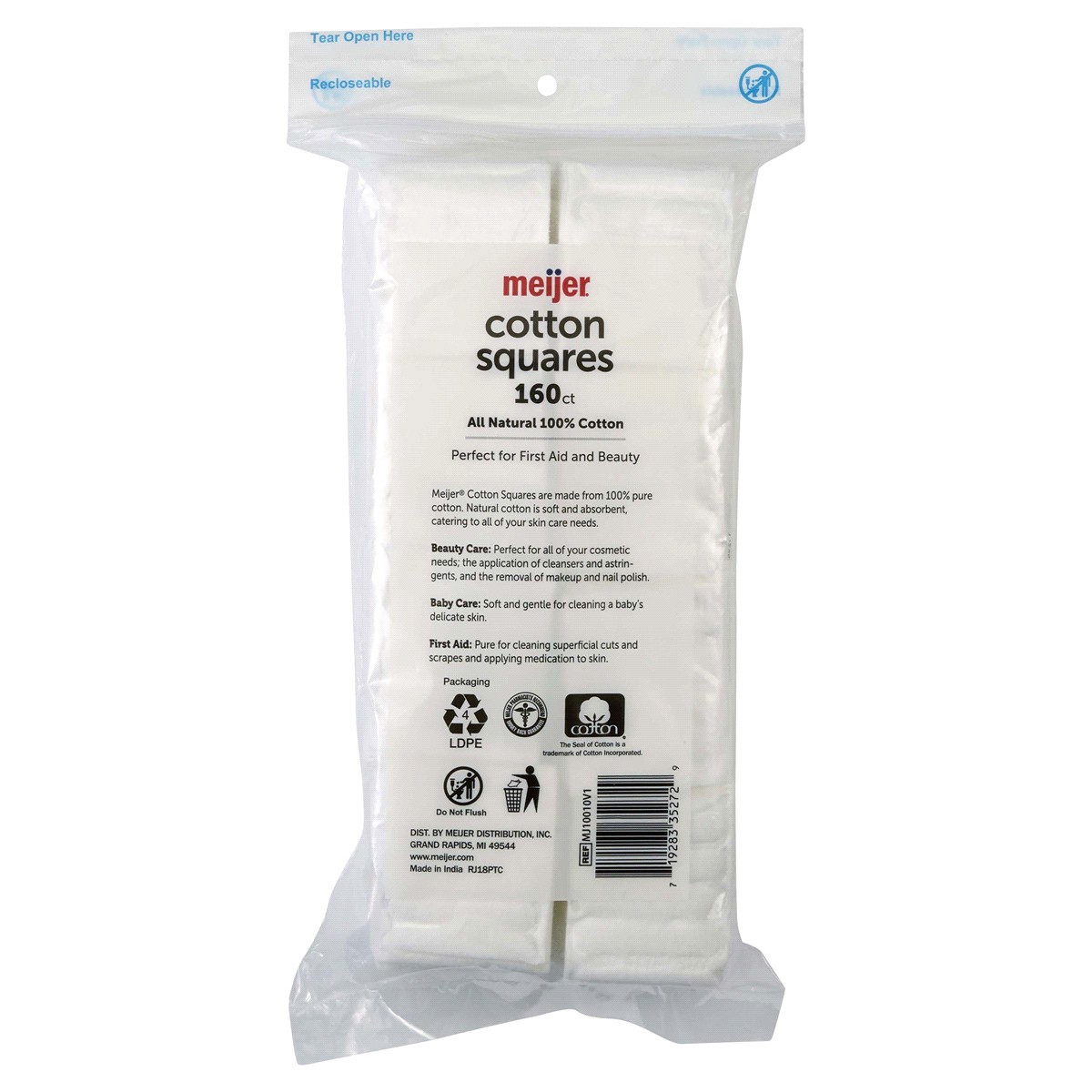 slide 2 of 2, Meijer Cotton Squares,160 Count, 160 ct