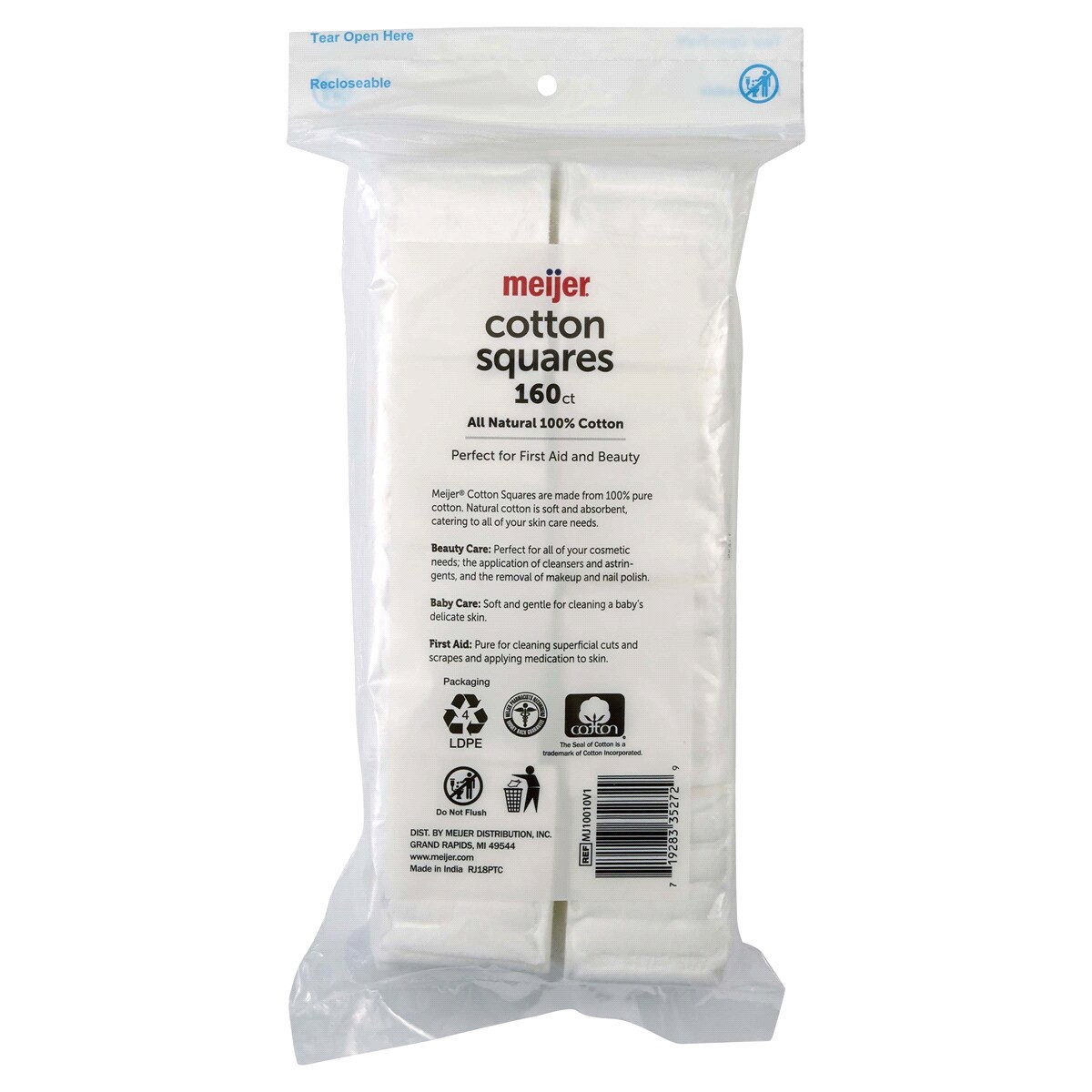 slide 2 of 2, Meijer Cotton Squares,160 Count, 160 ct