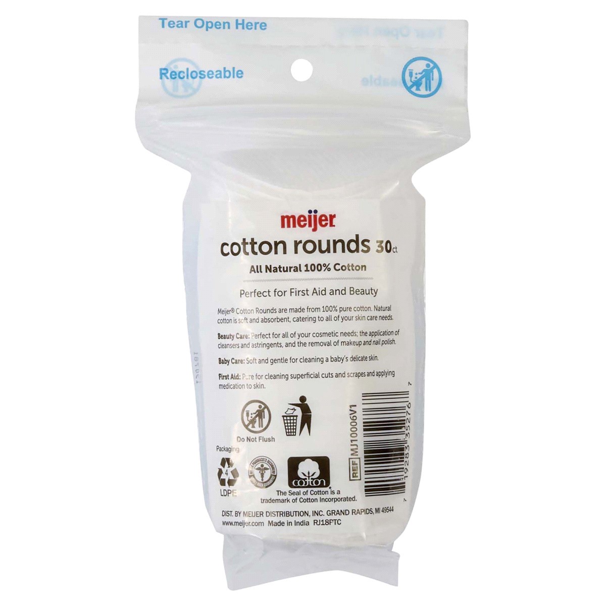 slide 2 of 2, Meijer Cotton Rounds, 30 ct