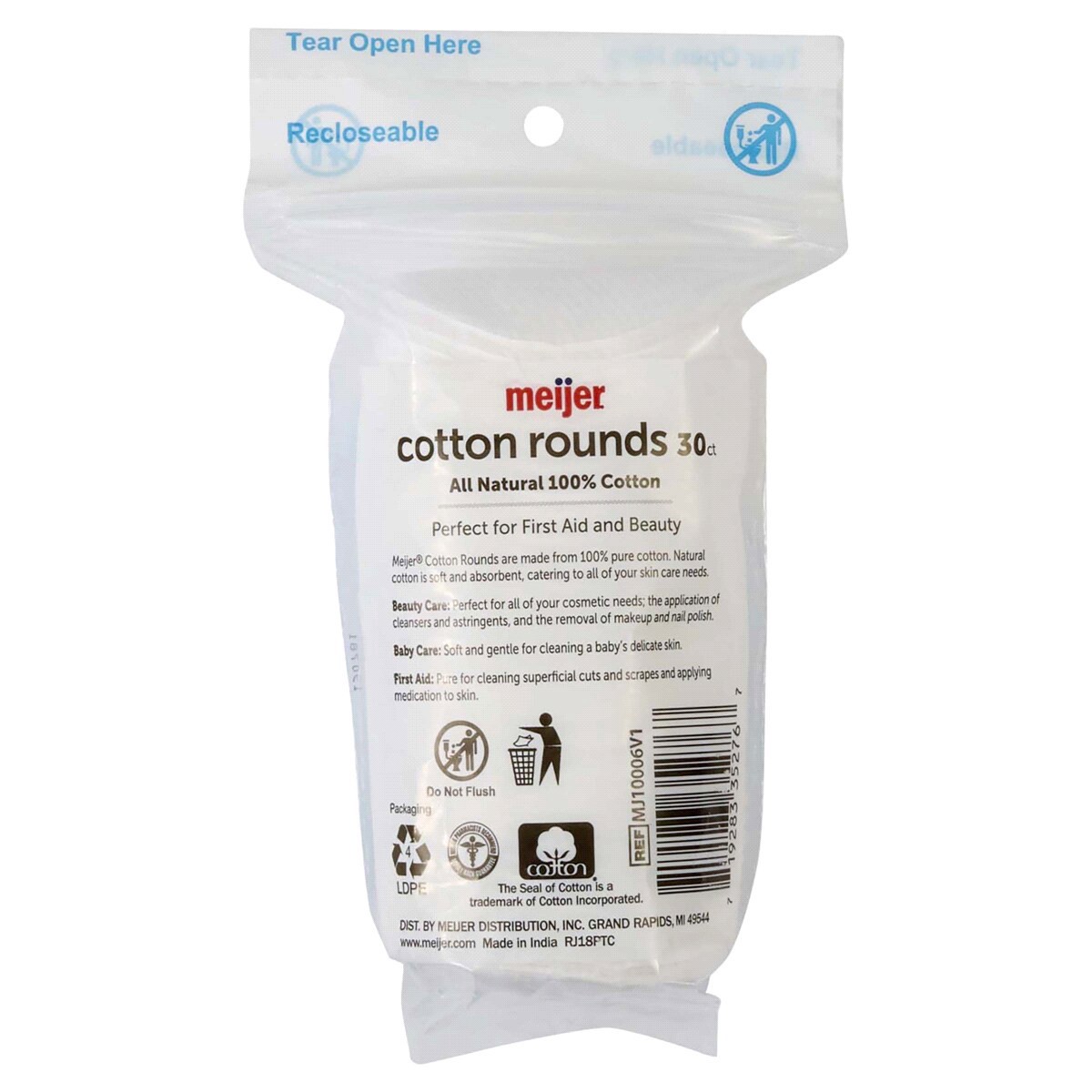 slide 2 of 2, Meijer Cotton Rounds, 30 ct