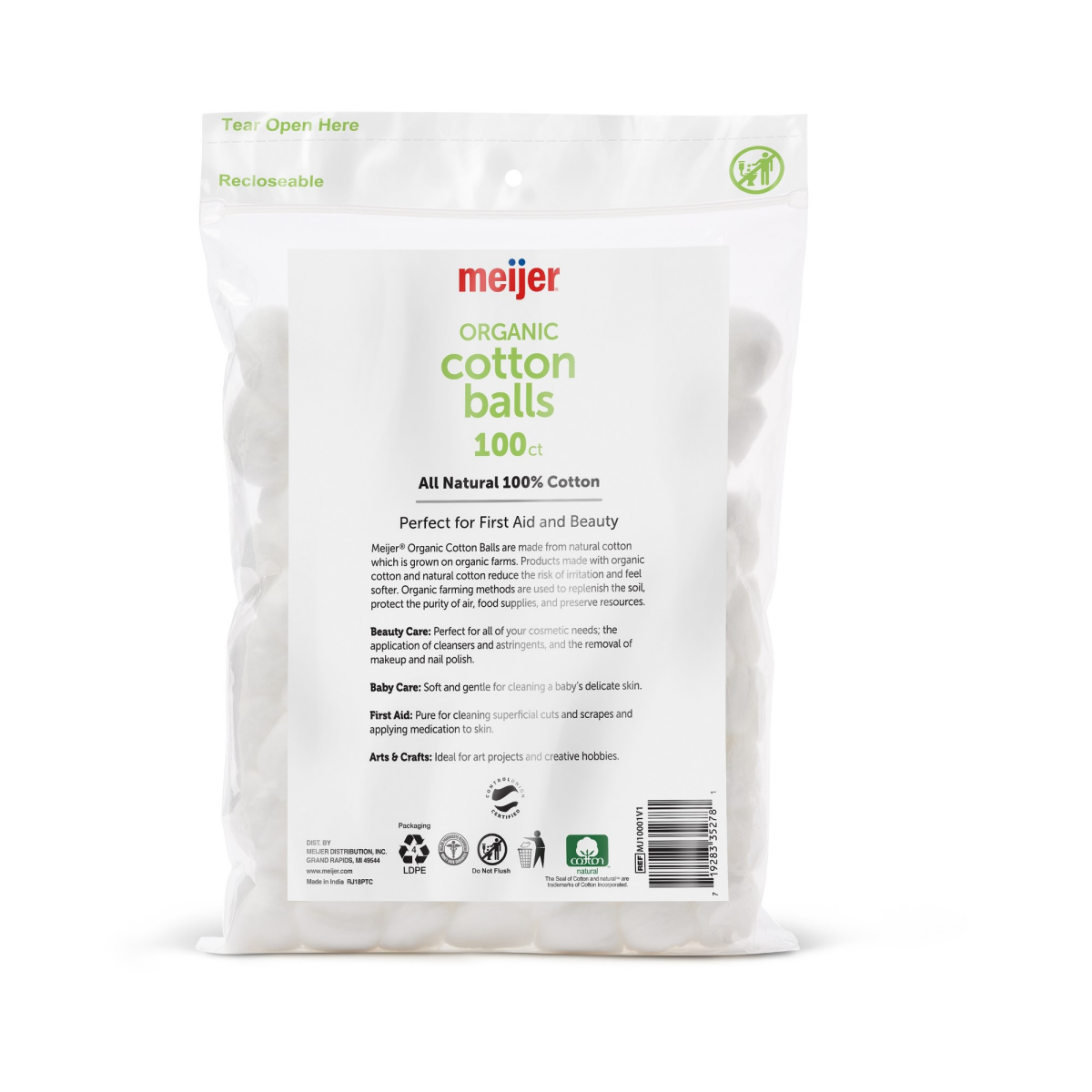 slide 2 of 2, Meijer Organic Cotton Balls, 100 ct