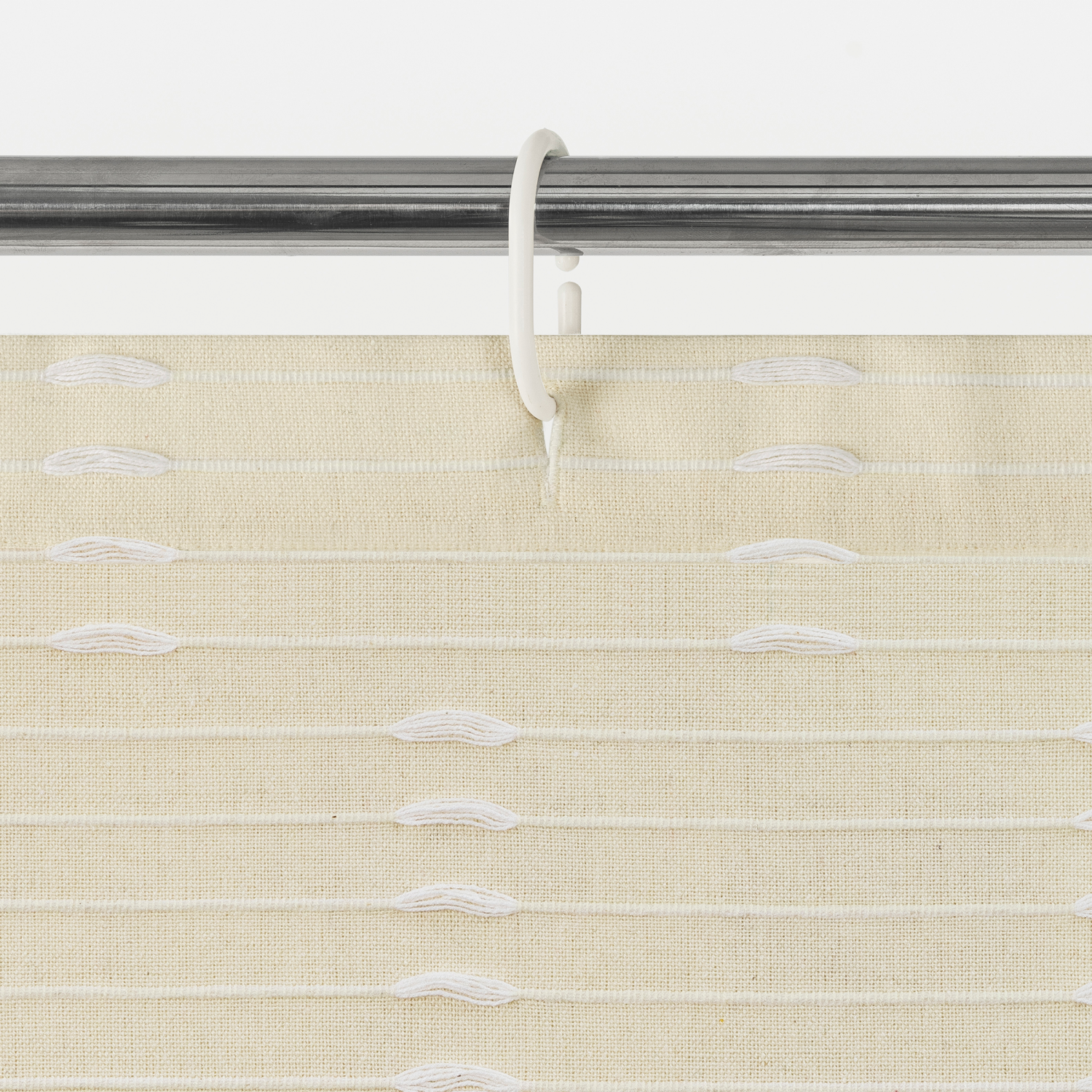 slide 3 of 6, Room & Retreat Aero Woven Stripe Fabric Shower Curtain , 70 in x 72 in, Cream, 70 x 72 