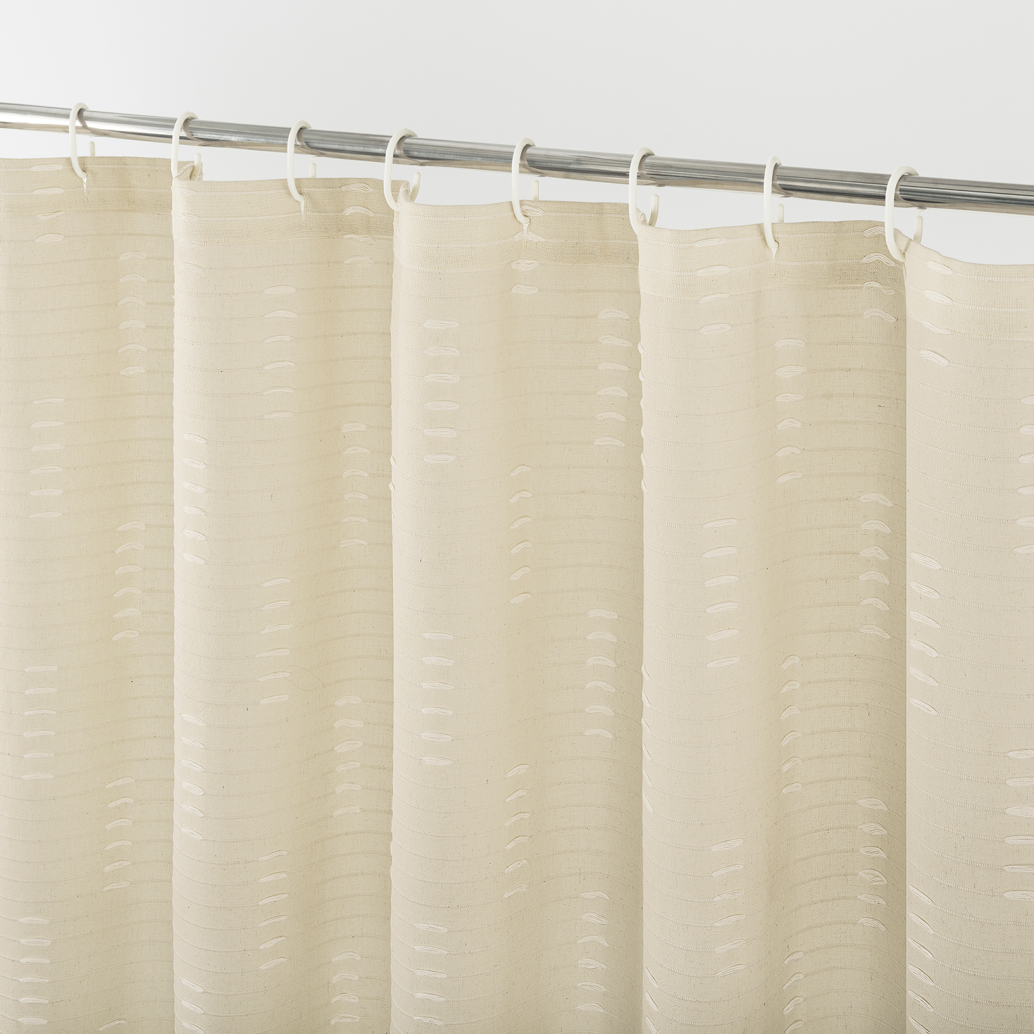 slide 6 of 6, Room & Retreat Aero Woven Stripe Fabric Shower Curtain , 70 in x 72 in, Cream, 70 x 72 