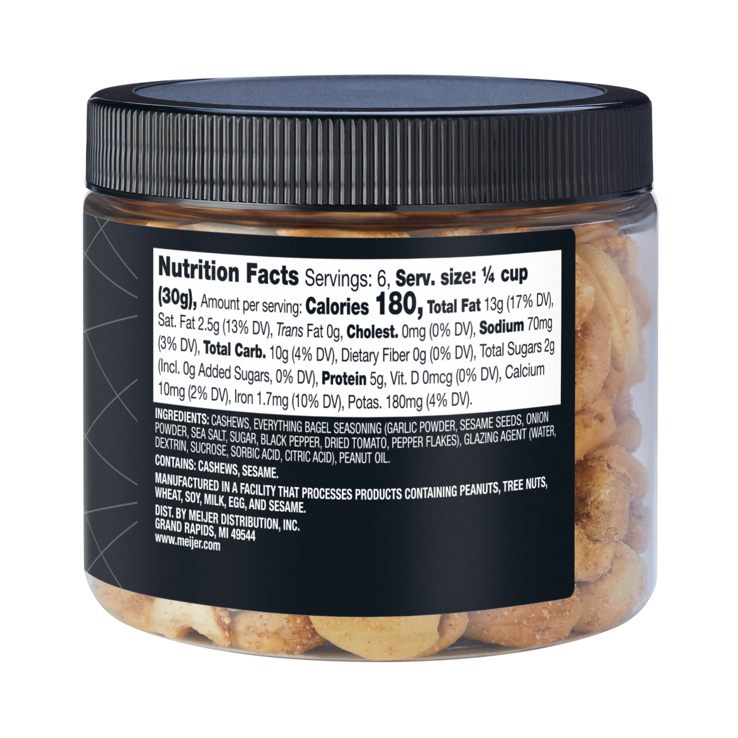 slide 3 of 3, FREDERIKS BY MEIJER Frederik's Everything Bagel Cashews, 7 oz