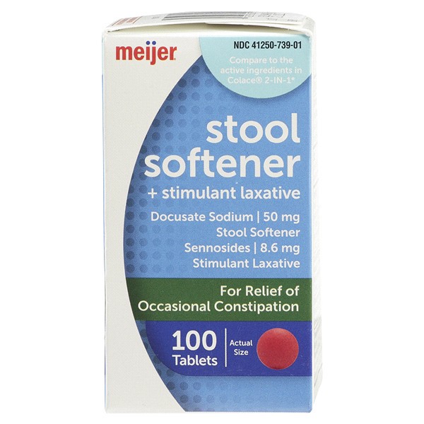 slide 11 of 29, Meijer Stool Softener Stimulant Laxative, Tablets, 100 ct