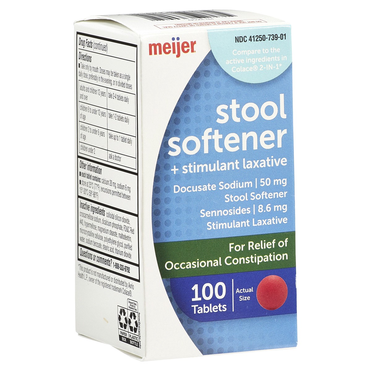 slide 19 of 29, Meijer Stool Softener Stimulant Laxative, Tablets, 100 ct