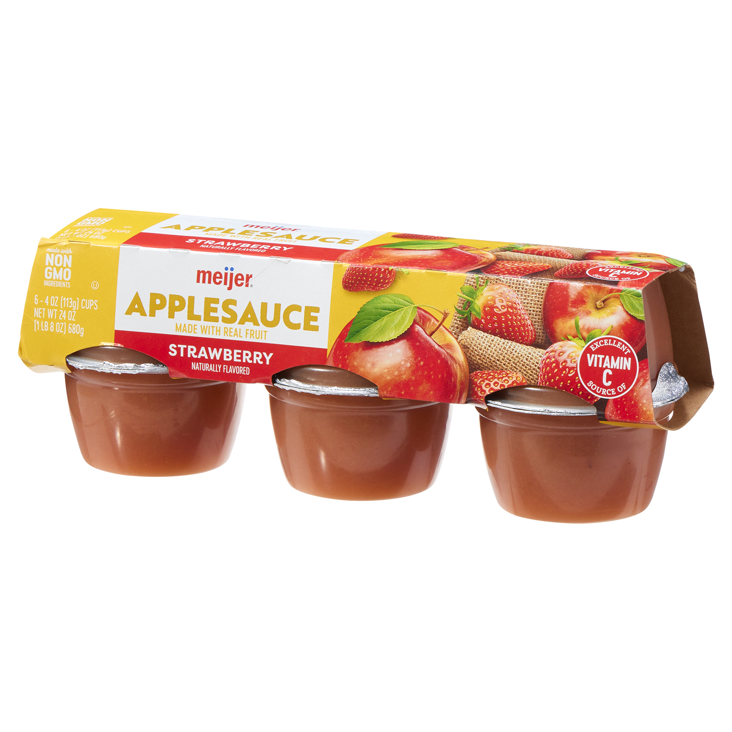 slide 2 of 2, Meijer Strawberry Applesauce- 6 ct; 4 oz, 6 ct; 4 oz
