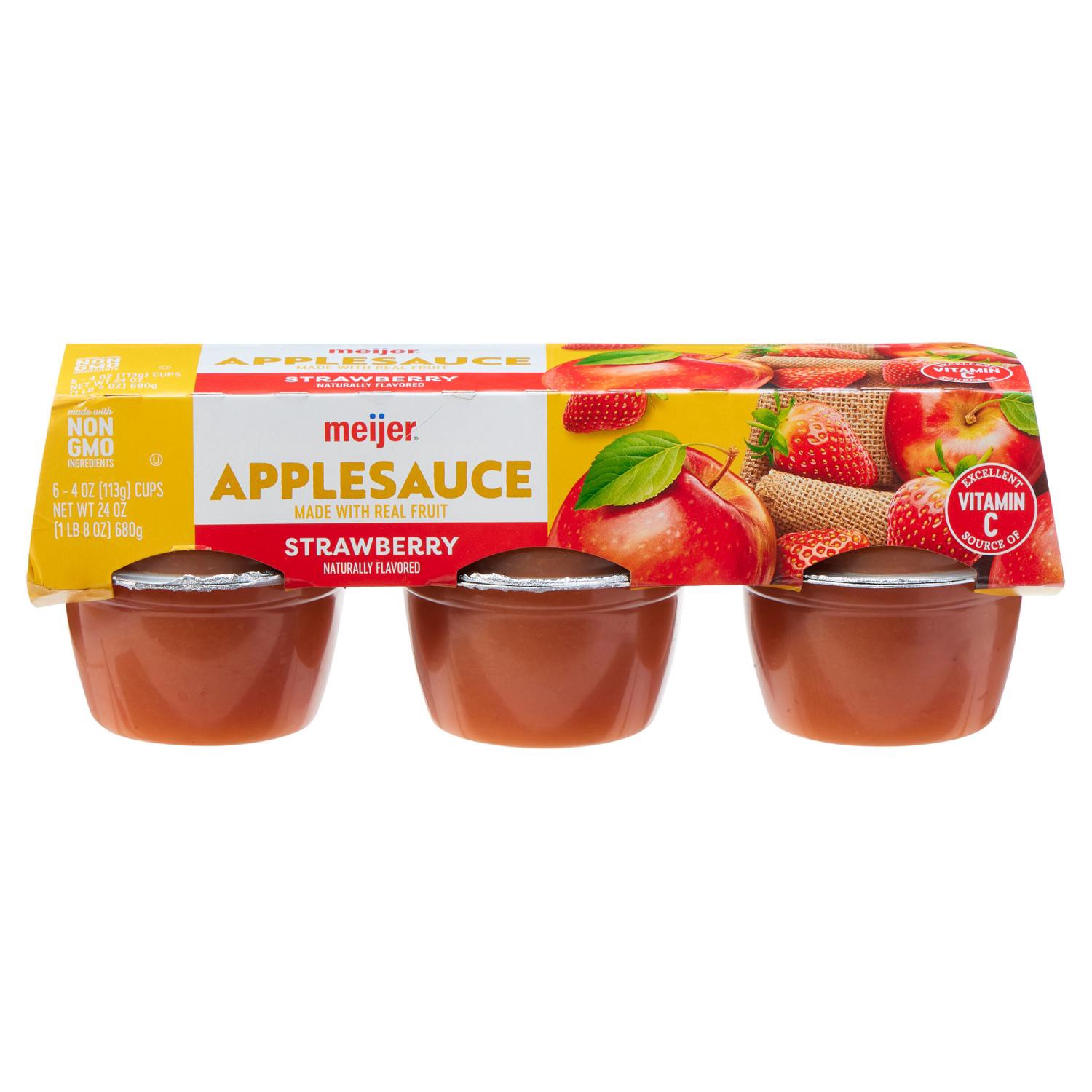 slide 1 of 4, Strawberry Applesauce, 6 Pack/4 Oz, 6 ct; 4 oz