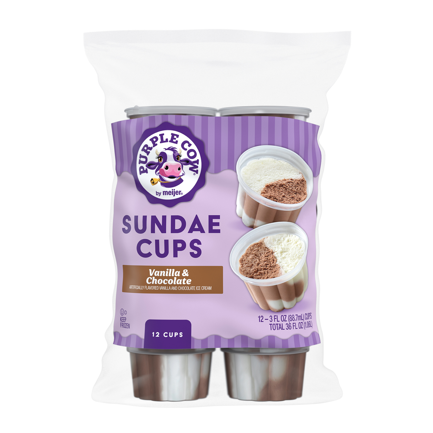 slide 1 of 2, Purple Cow Vanilla & Chocolate Sundae Cups, 12 ct