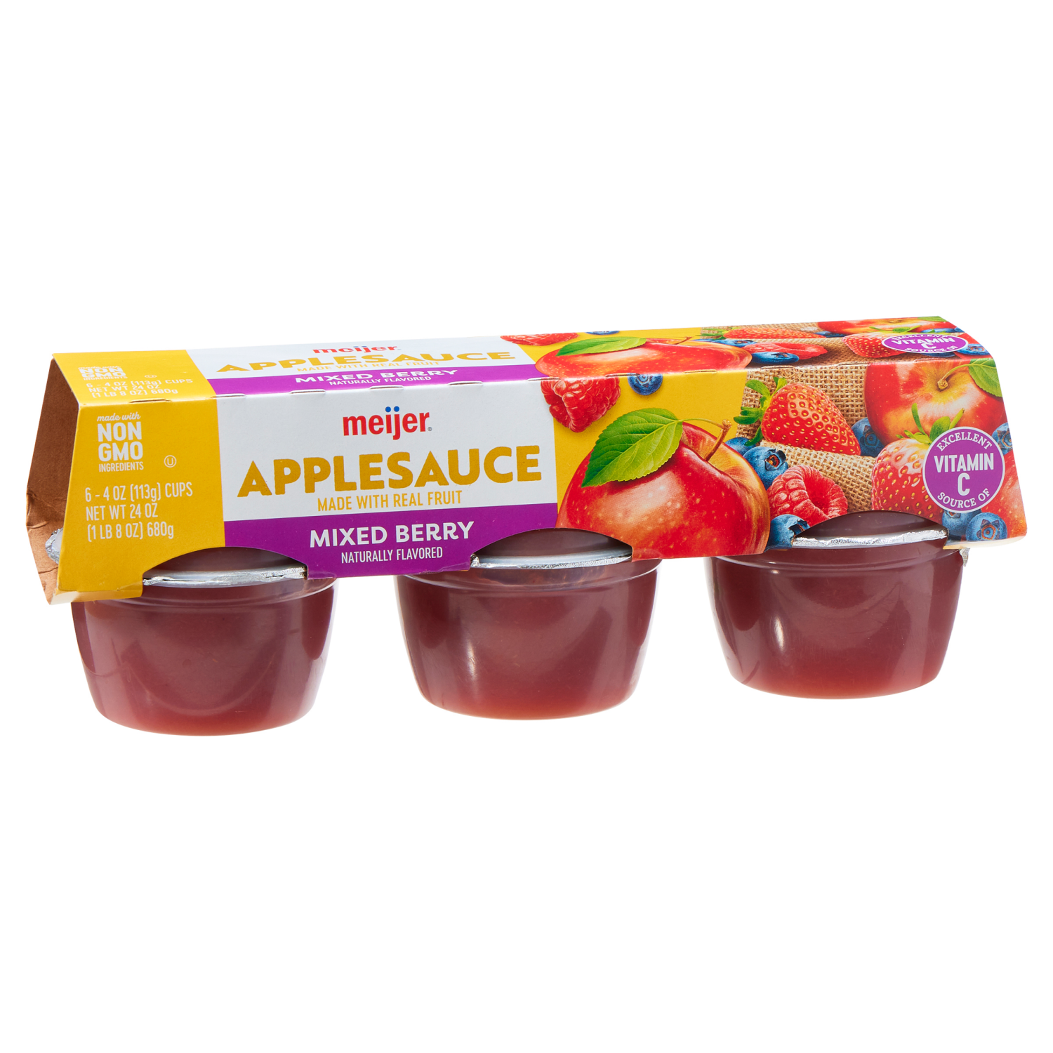 slide 2 of 2, Meijer Mixed Berry Applesauce, 6 ct