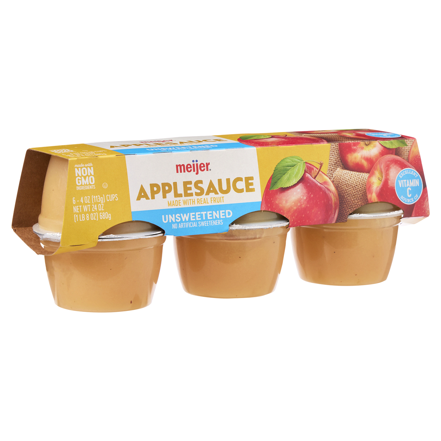 slide 3 of 3, Meijer Unsweetened Applesauce, 6 ct