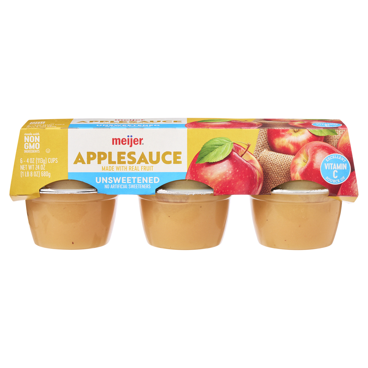 slide 1 of 3, Meijer Unsweetened Applesauce, 6 ct