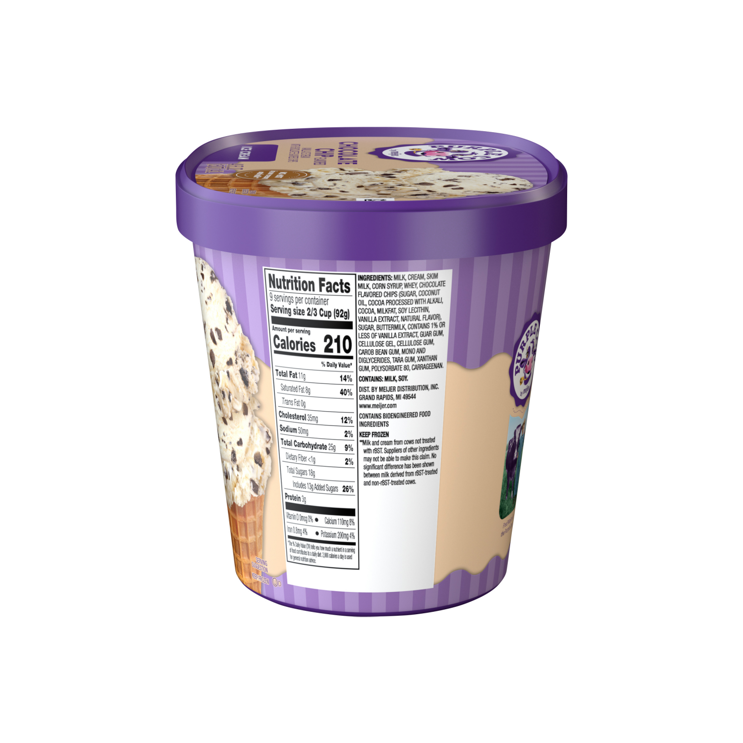 slide 3 of 5, Purple Cow Chocolate Chip Ice Cream, 1.5 qt, 1.5 qt
