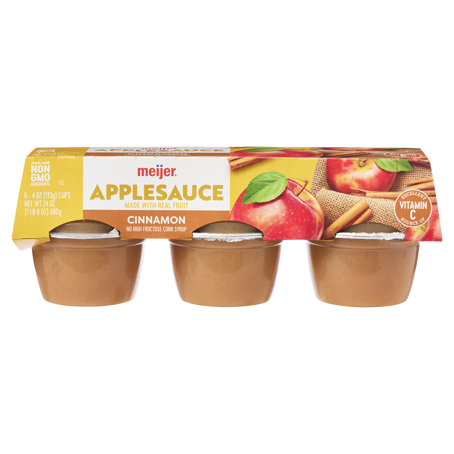 slide 1 of 3, Meijer Cinnamon Applesauce, 6 ct