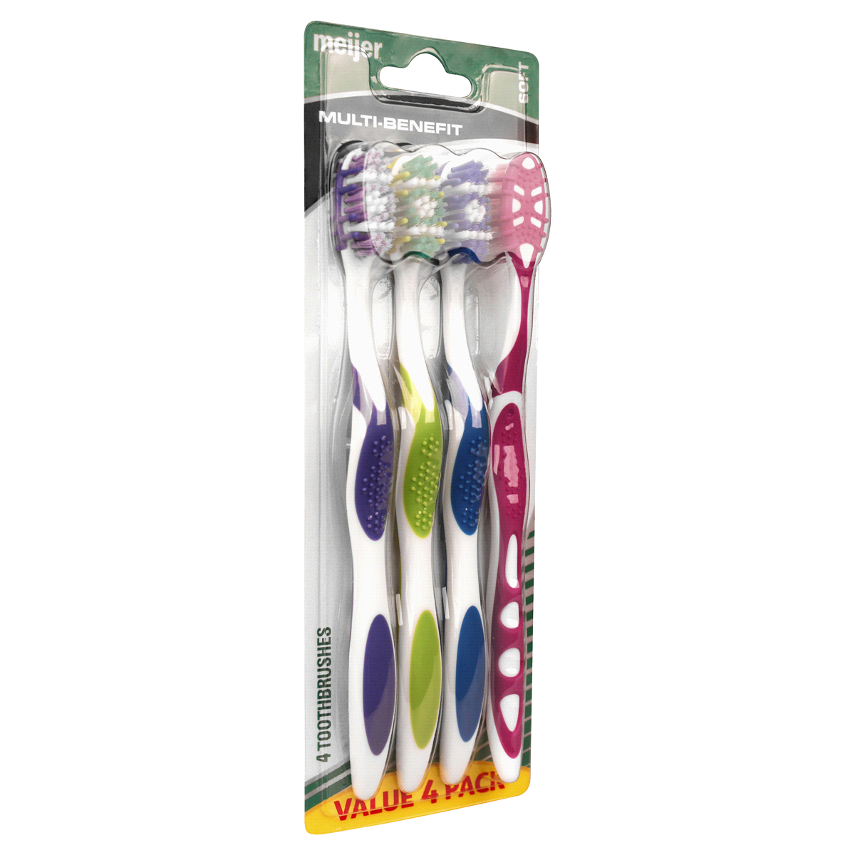 slide 2 of 3, Meijer Multi-Benefit toothbrush Soft, 4 ct